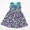 Dark Floral Sleeveless Ruffle Dress