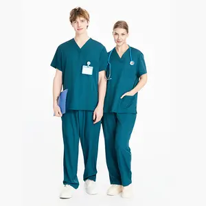 Wholesale Custom Woven Unisex Medical Scrubs Set Hospital Uniforms OEM Service