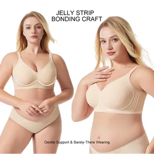 Wholesale Logo Custom Traceless Wire Free Solid One-Piece Full-Cup Jelly Bra Without Underwire Lingerie