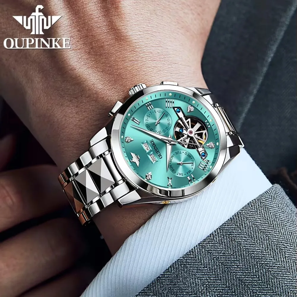 Oupinke 3186 Luxury Men's Watch - Luminous Tungsten Automatic