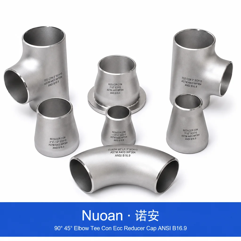 90° 45° 弯头三通 Con Ecc 异径管帽 Ansi B16.9 Din2615 Jis B2311 Cs Ss