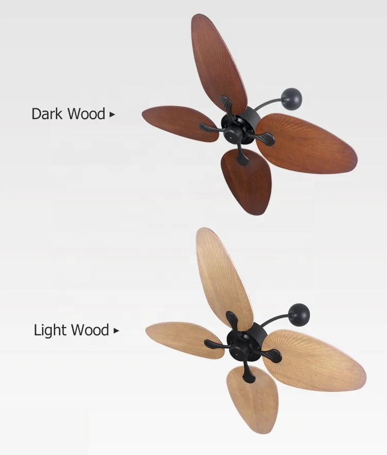 52-Inch Modern Solid Wood Rattan Wall Mount Ceiling Fan Customized AC/DC Motor with Remote Control for Home or Hotel Use