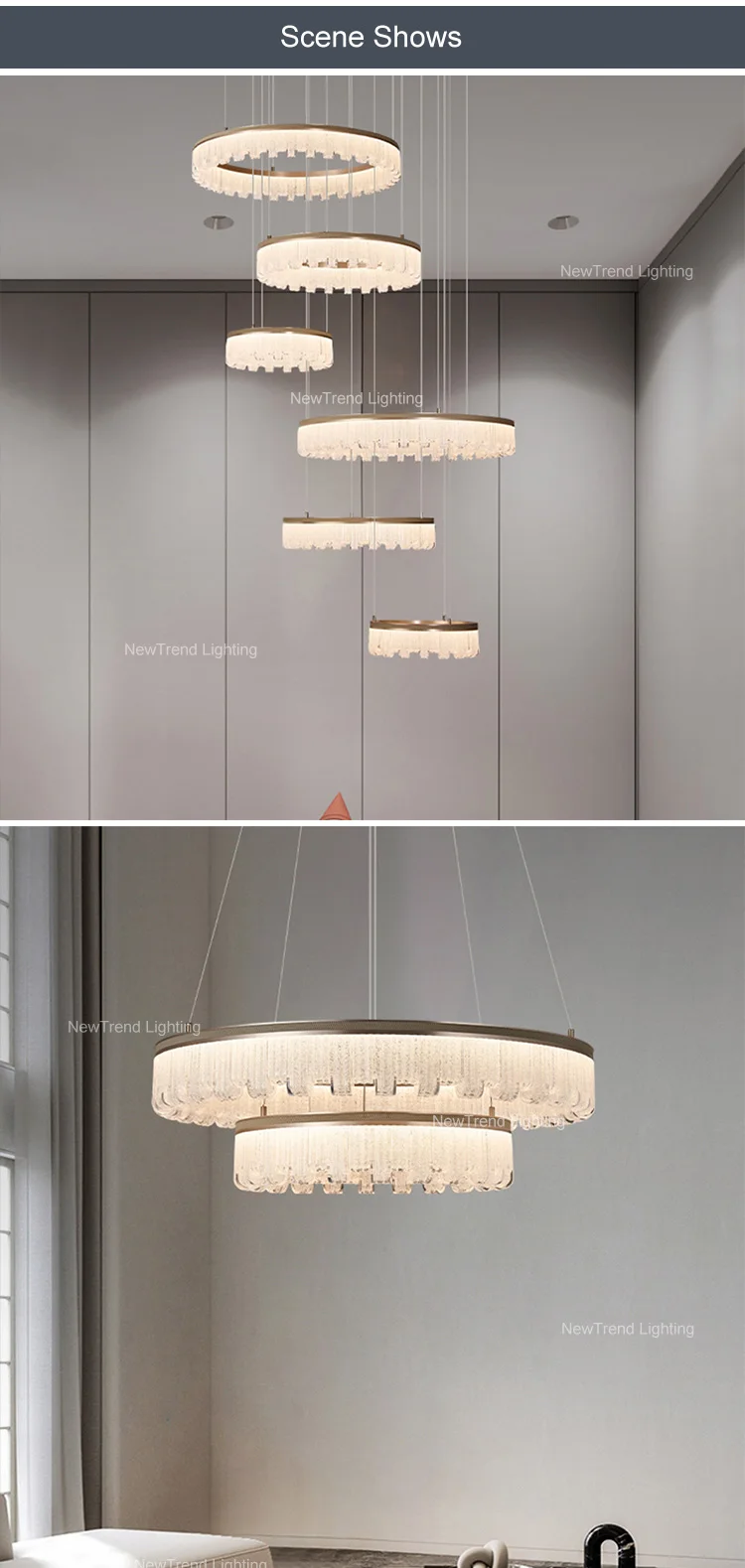 lc9850 modern style indoor decoration pendant light living dining room restaurant acrylic led ring chandelier-5