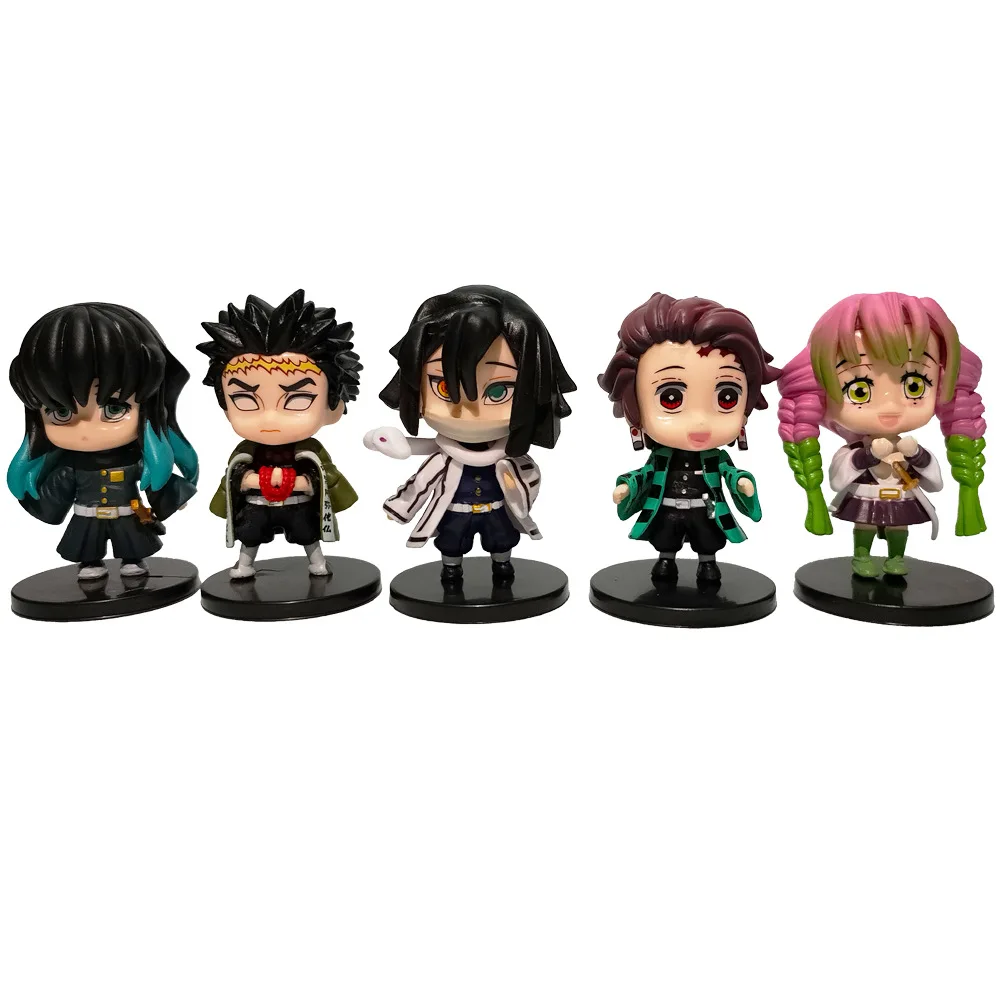 5 Style Demon Slayer Figure Set Cute Model Cartoon Figurine Kimetsu No ...