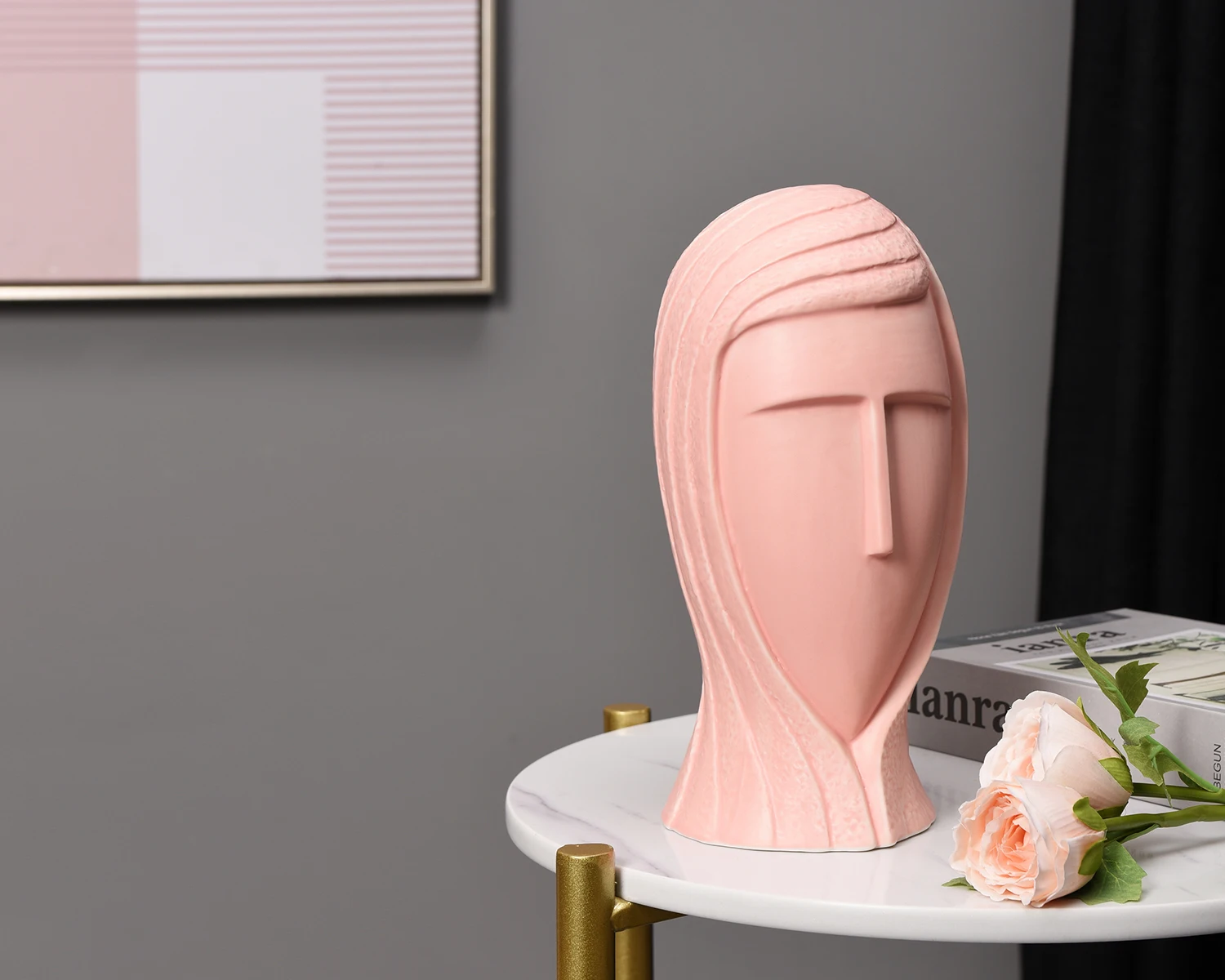 Modern Multiple Colour Style Interior Man Stoneware Head Sculpture