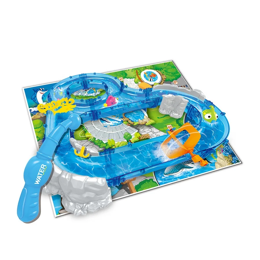 DIY Bath Toys Assembly Track Fishing Game Waterway Park Floating