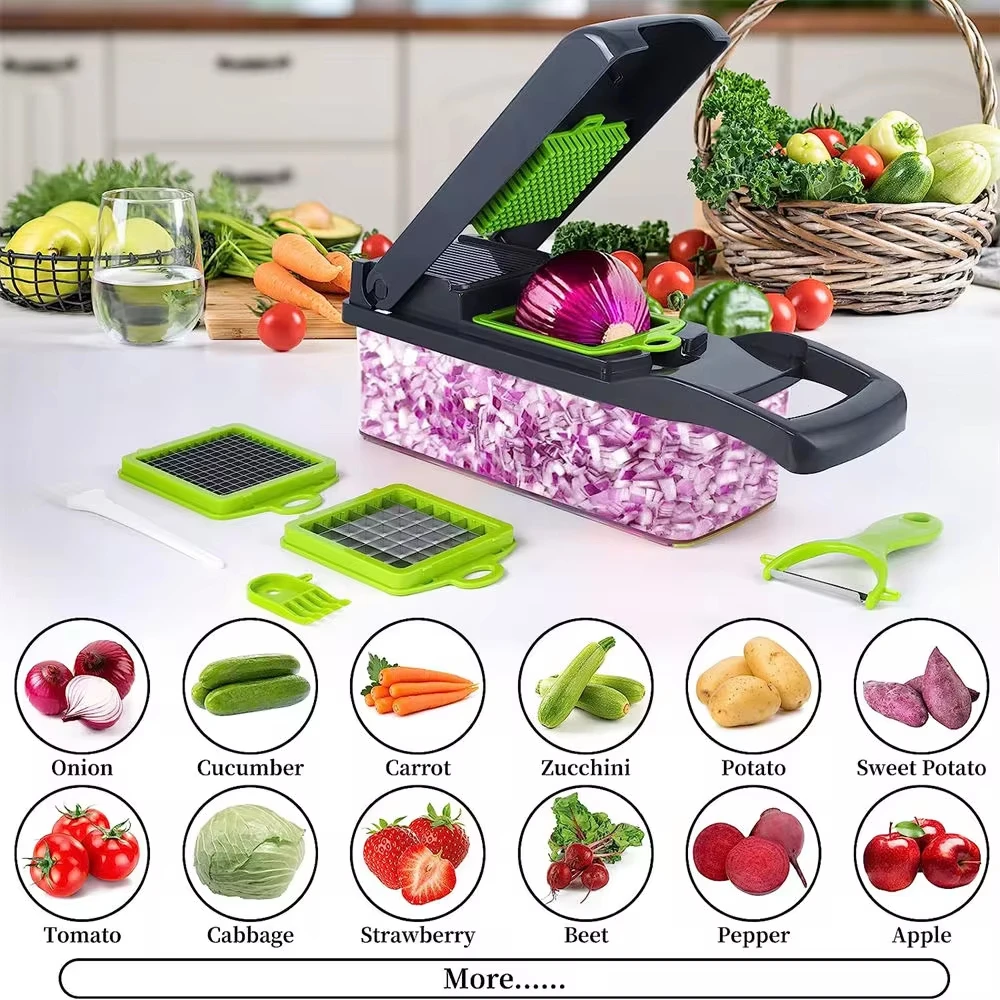 14/16 in 1 Multifunctional Vegetable Chopper Manual Food Chopper Vegetable Slicer Dicer Mandoline Vegetable Cutter