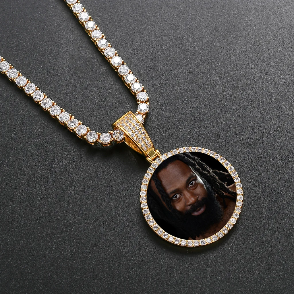 Custom Made Photo Rotating Double-Sided Medallions Pendant Necklace  Personalized Sublimation Blank Pendant Men's Hip Hop Jewelry