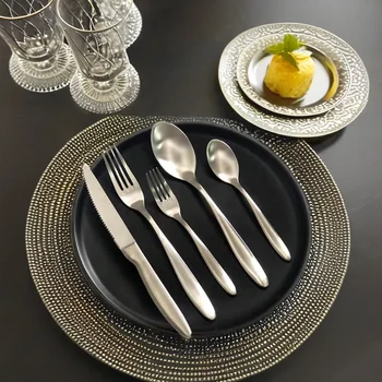 Hot New 18/10 Stainless Steel Luxury Flatware Set Matte Silverware Cutlery Including Steak Knife Fork Camping Travel High Unique