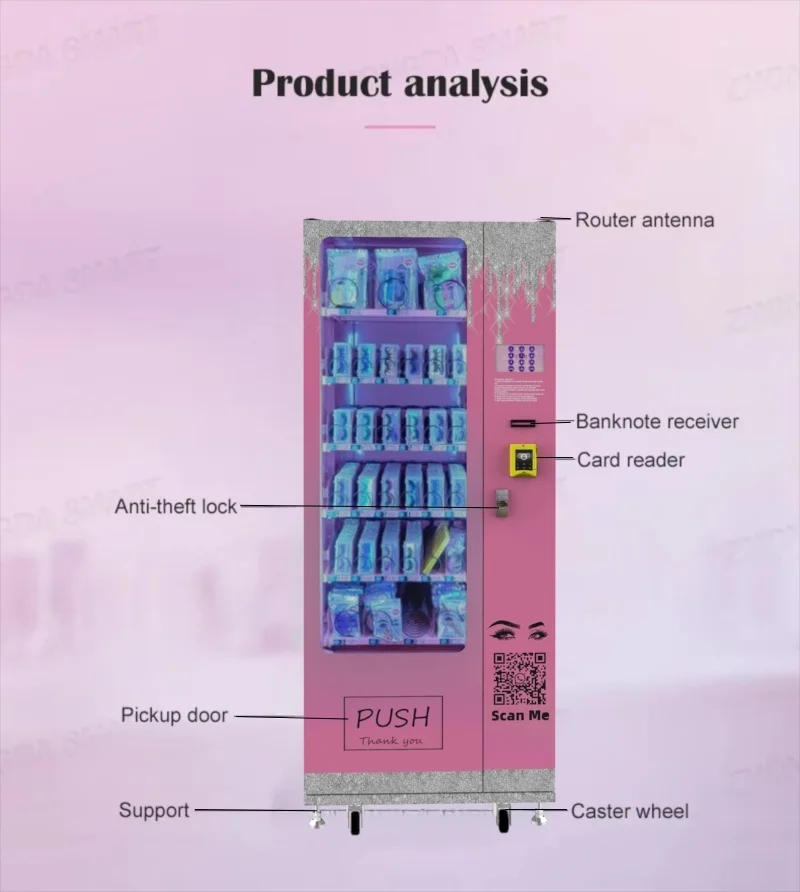 Custom Design Press-on Nail Vending Machine for Cosmetics with LED Illuminated Display