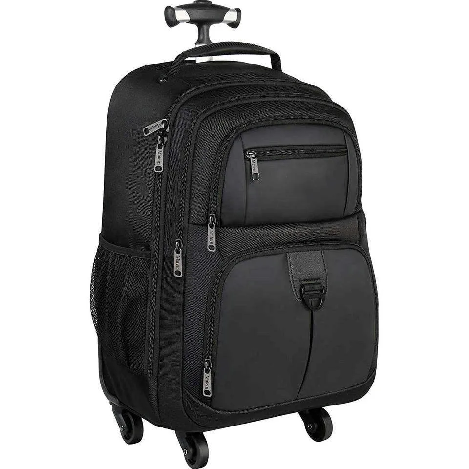 New Wheels Rolling Backpack for Women Men Travel Water Resistant