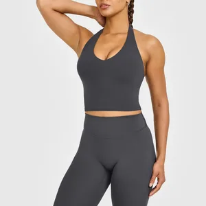 High Quality Plus Size Lightweight Breathable Medium Support V-neck Sports Bra Workout Gym Fitness Women Backless Yoga Top