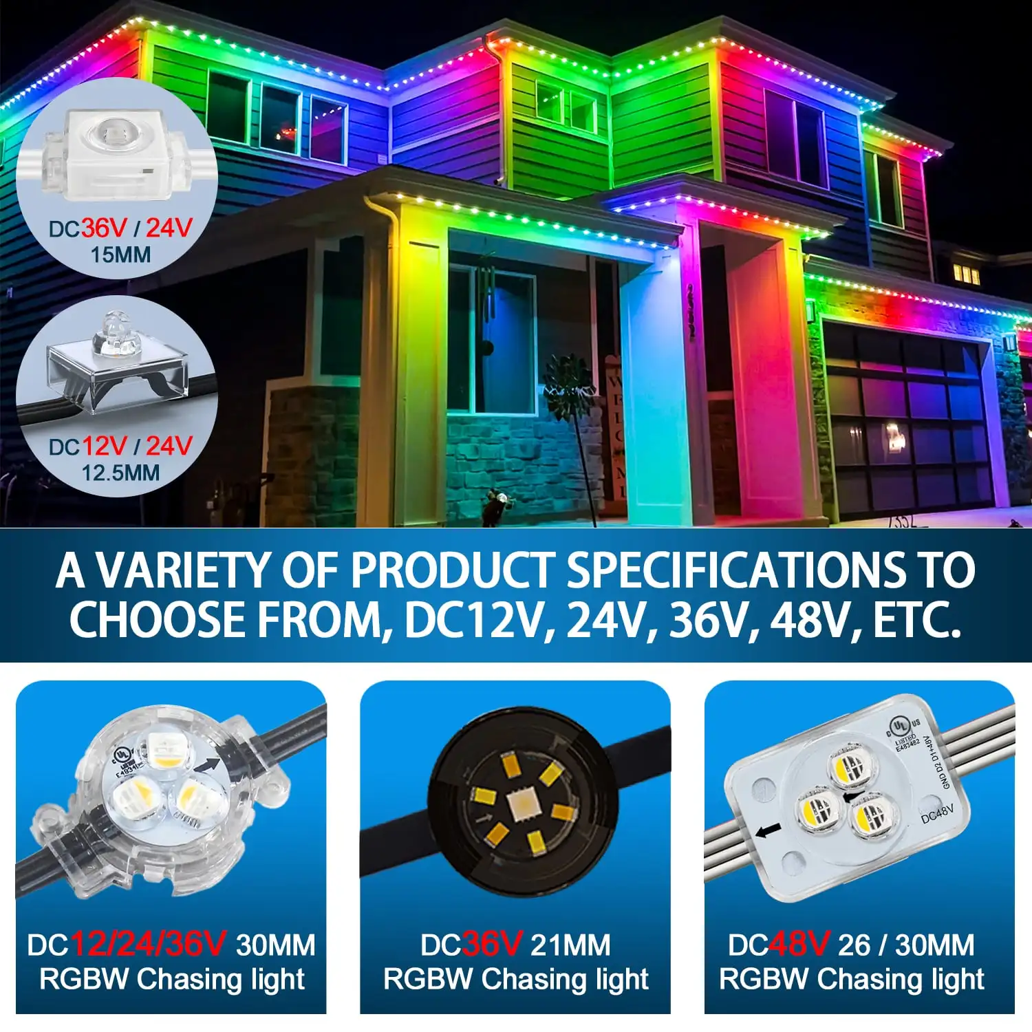 Ws2811 Led Pixel Point Light 6 Single Frame 12v Rgb 5054 Outdoor Display 3per 1 with Lens 12v Rgb Led Module Lights