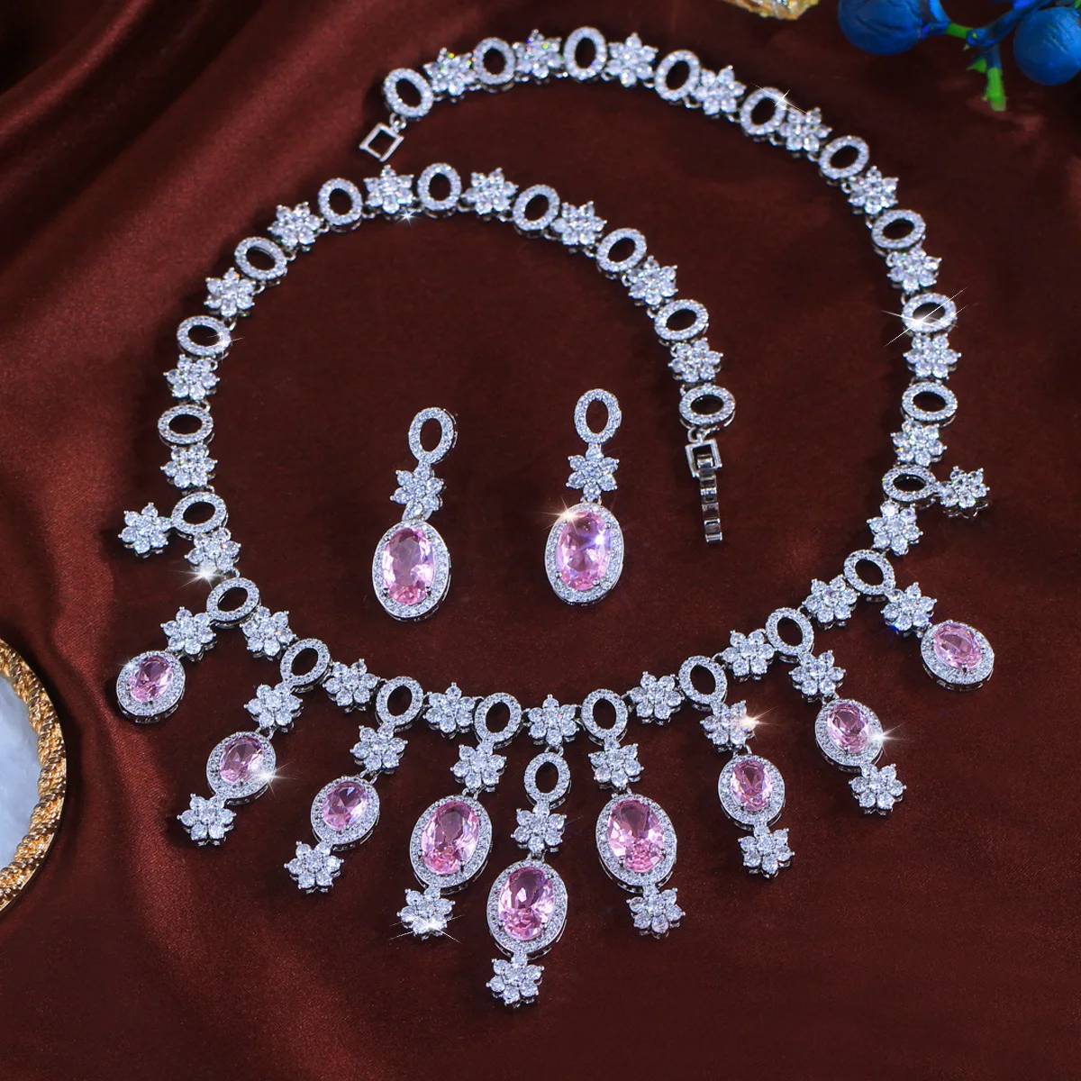 Parure Bijoux Femme Chiffres Romains Zircon - Acier Inoxydable Plaqué Or - Collier Bracelet Bague Boucles