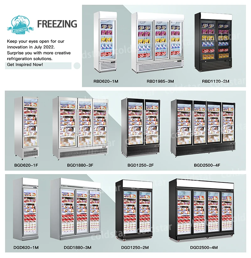 Freezer Upright Glass Display Freezer Industrial Commercial Freezer For