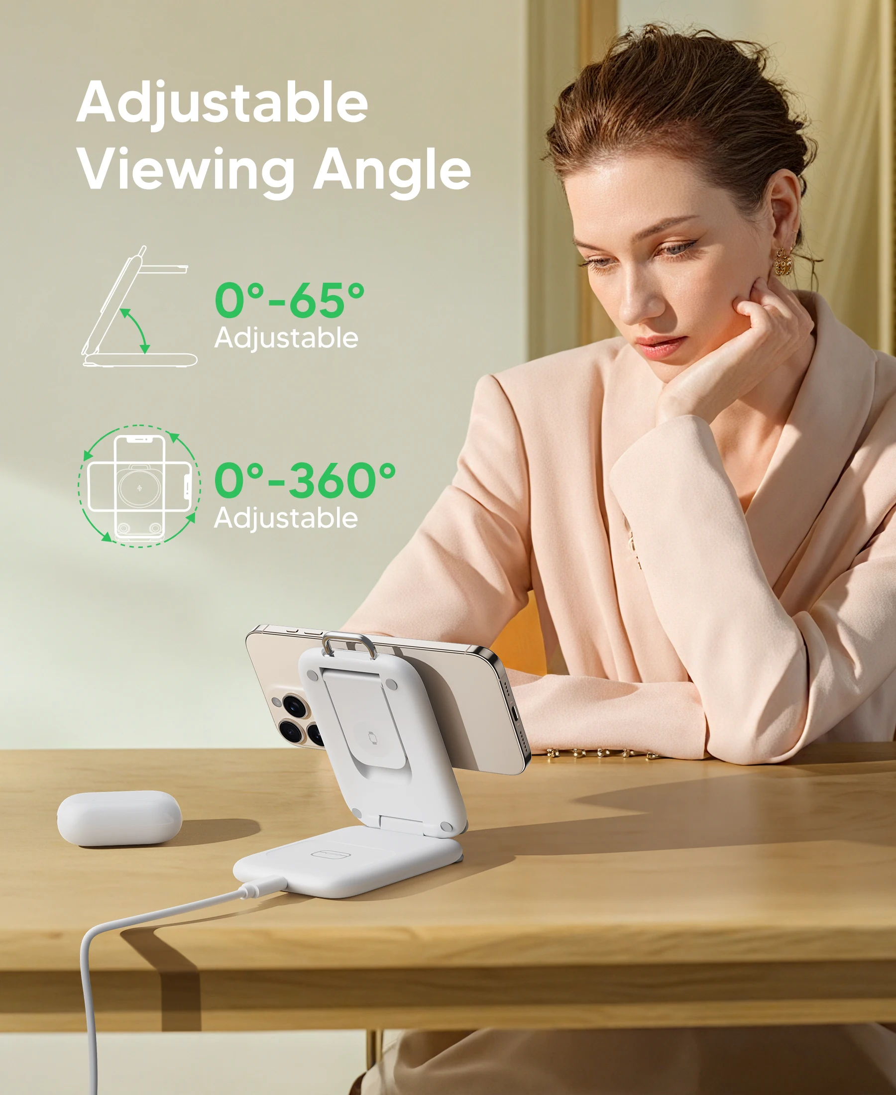 New Innovative Product Magnetic Wireless Charging 3 in 1 Folding Stand Desktop 15W Suitable for Apple 17Pro Wireless Charger