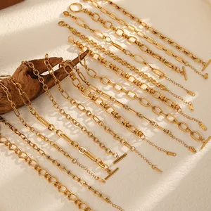Trendy Women's 304 Stainless Steel Bracelet 18k Gold Plating Internally Vacuum Electroplated OT Clasp Chain Anniversary