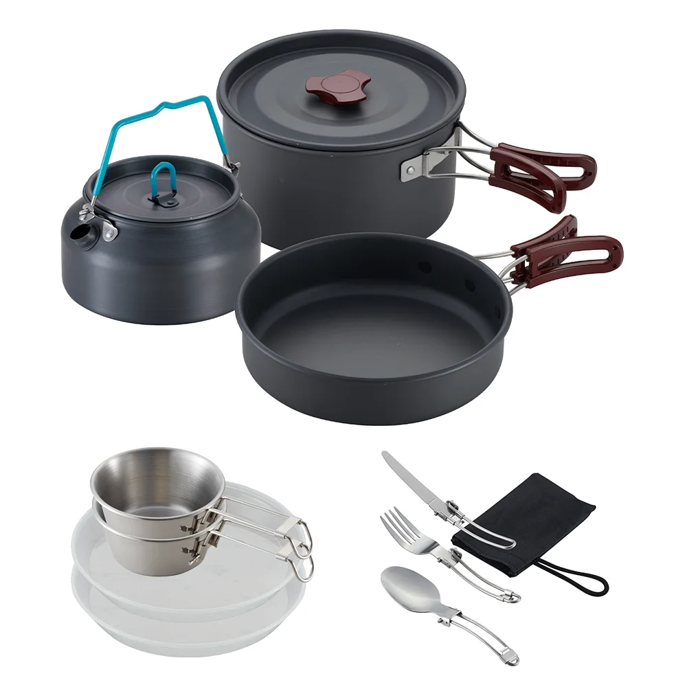 Hot Sale Outdoor Camping Picnic Set Hiking Camping Cookware Aluminum Camping Cookware Mess Kit