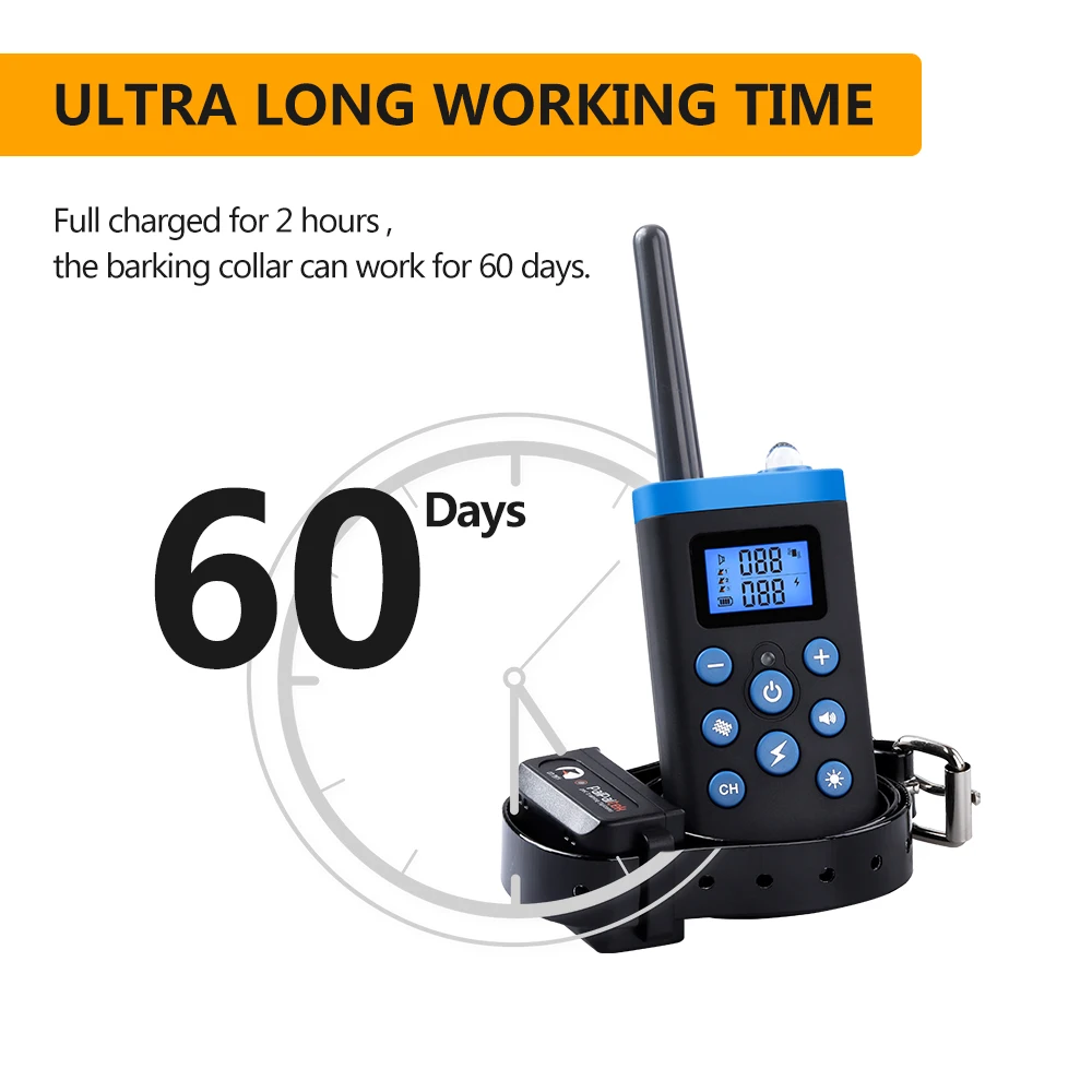 PaiPaitek 1000M Remote Control Beep Vibrate Static Shock Dog E Collar Anti Bark Barking Training Collar for Dogs