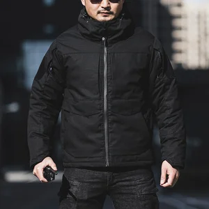 Men's Heavy Winter Coated Tactical Jacket Dieying Bomber Jacket with Collarless Design Winter Clothes