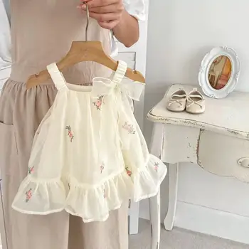 Baby girl summer romper baby Bloomer with skirt thin short sleeved air conditioning clothes