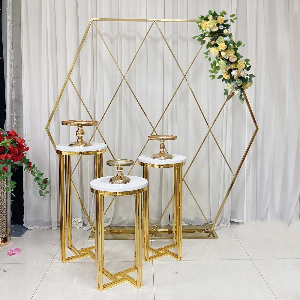 Mailai 3-Piece Gold Metal Cake Stand Set Iron Cake Table for Wedding  Dessert Display Numbered Wedding Decorations Carton