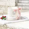 Pearl-effect bow-mug-pink