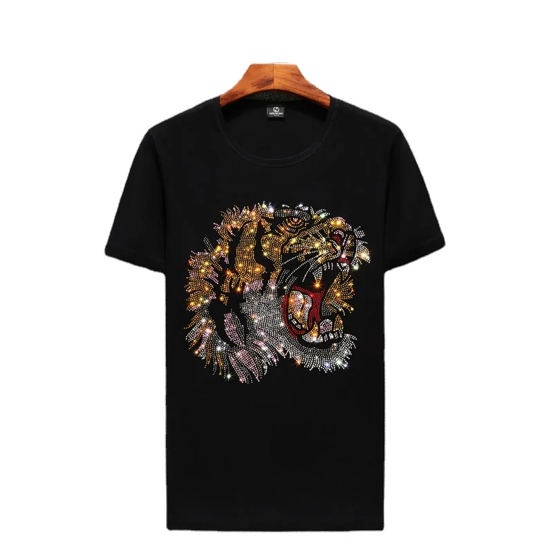 Free sample Ready tiger design iron on wholesale rhinestone template heat transfer