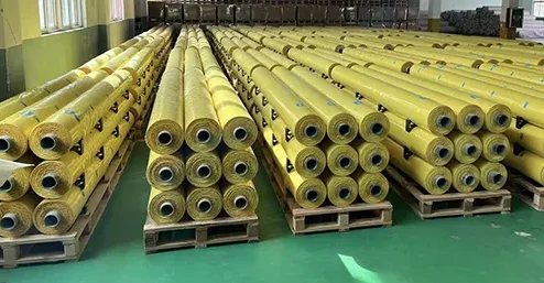 Gele katoen verpakkingsfilm PE-film met kleverige en niet-kleverige film 9