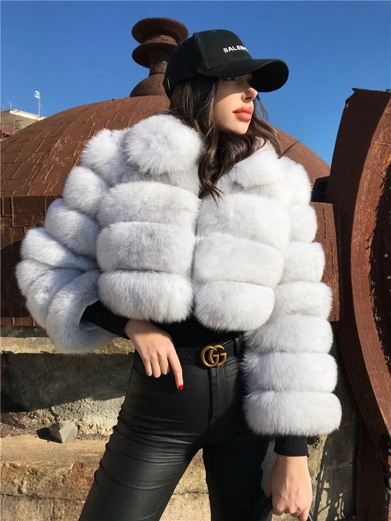 Tngan Womens Fuax Fur Coat Fluffy Warm Short Jacket Black Winter Parka Outwear 