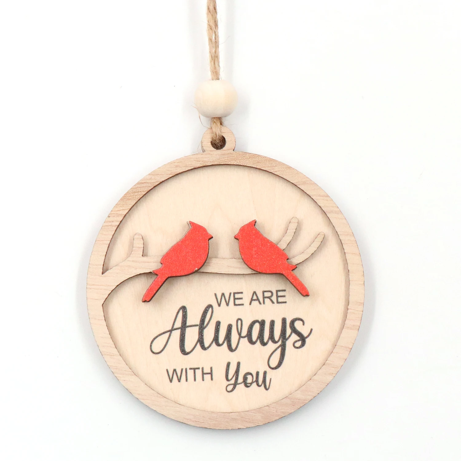 CHA241CH1390 Custom 1-Piece Cardinal Memorial Christmas Tree Ornament Bauble Strings Beads 3inches Wide Laser Engraved Factory