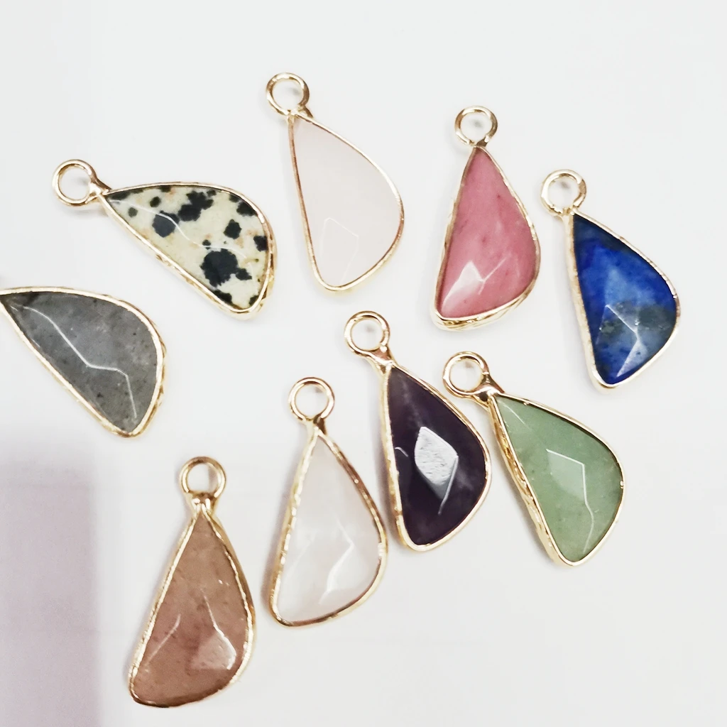 Triangle Natural Stone Jade Crystal Pendant Charm For Customized