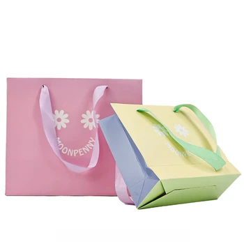 Custom Printed Cardboard Paper Shopping Bags Pink Colorful Cardboard Shopping Paper Bag Paper Shopping Bag With Logos