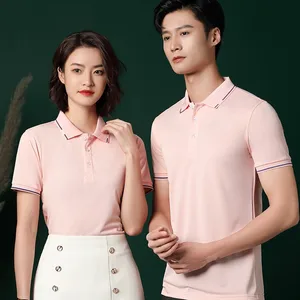 Men's High Short-Sleeved for POLO Shirt Jersey Factory Wear T-Shirt for Summer Work Group Culture Advertising Adhesive Print