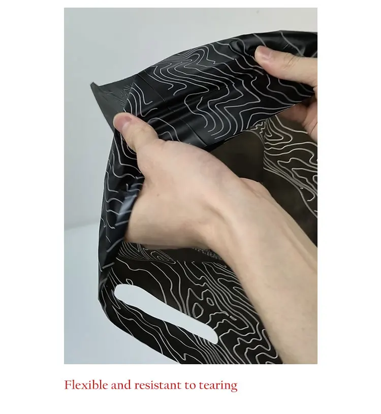 Biodegradable packing shopping recycle  plastic bags custom merchandise die cut handle bag carrier packaging bags for clothes details
