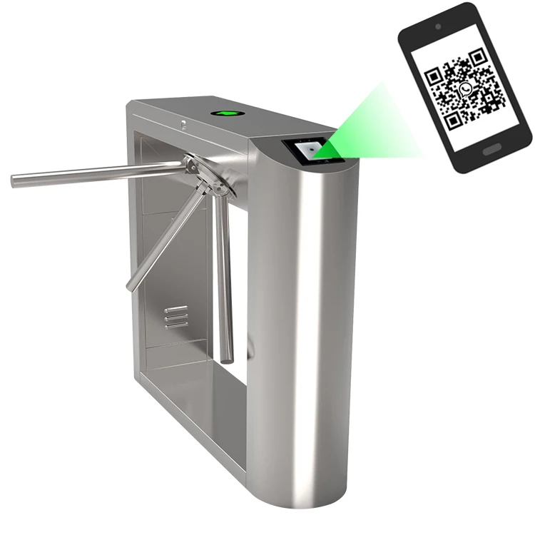 Electronic Fingerprint Scanner Security Tripod Turnstile Barrier With Qr Barcode