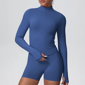 European American Seamless Stand-Up Collar Zipper Long-Sleeved Yoga Jacket Women Tight-Fitting Quick-Drying Breathable