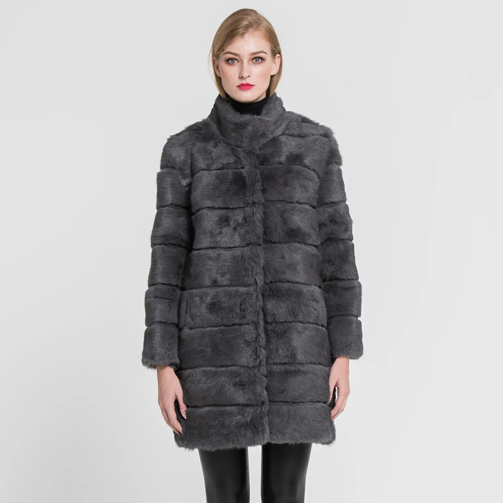 2022 Spring New Arrival Real Rabbit Fur Jacket Warm Soft Long Fur Coat for Women