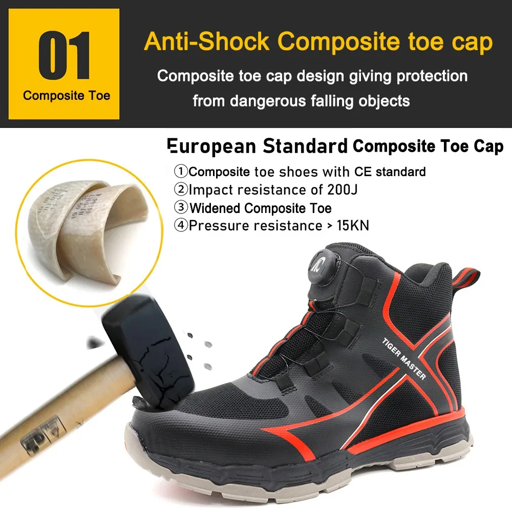 Locking Toes High Ankle Anti-slip Oil Acid Resistant Puncture-proof Fiberglass Toe ...