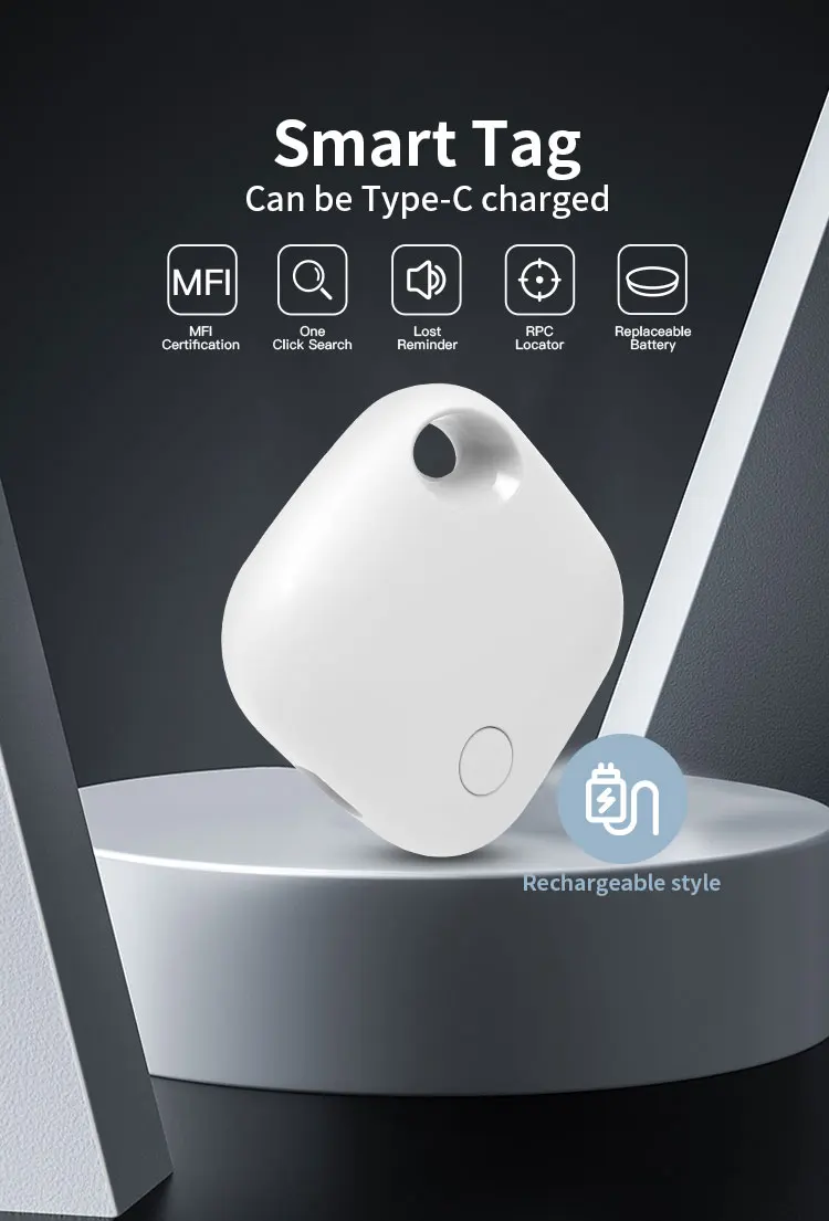 RSH Android Tag OEM Your Logo Google Find My Device Tracker Smart GPS Locator Type C Rechargeable Key Finder for Google Find Hub factory