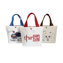 White Splicing Fashionable 100% 12oz 10oz custom Cotton Canvas Handbag Logo Printed Advertising Shopping Bag