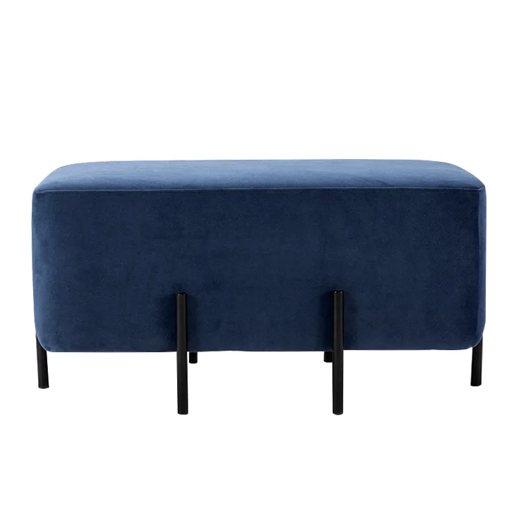 Wholesale Fashion Custom Multi-functional Luxury Blue Bench Chair Ottoman