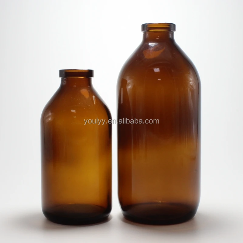 250ml Clear and Amber Injection Molded Glass Bottle 32mm Neck