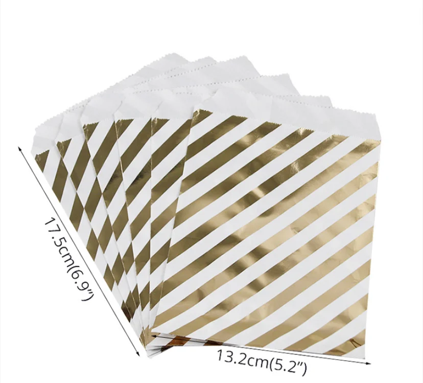 Gold Dot Striped Star Packing Carrier Birthday Wrapping White Jewelry Small Kraft Without Handles Mini Paper Bag with logo Print