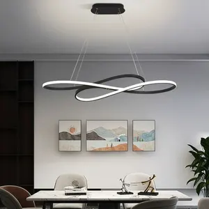 Simple Design Nordic Acrylic Circular Ring Dimmable Ceiling Lamp Kitchen Lobby 120W Linear LED Pendant Chandeliers Light