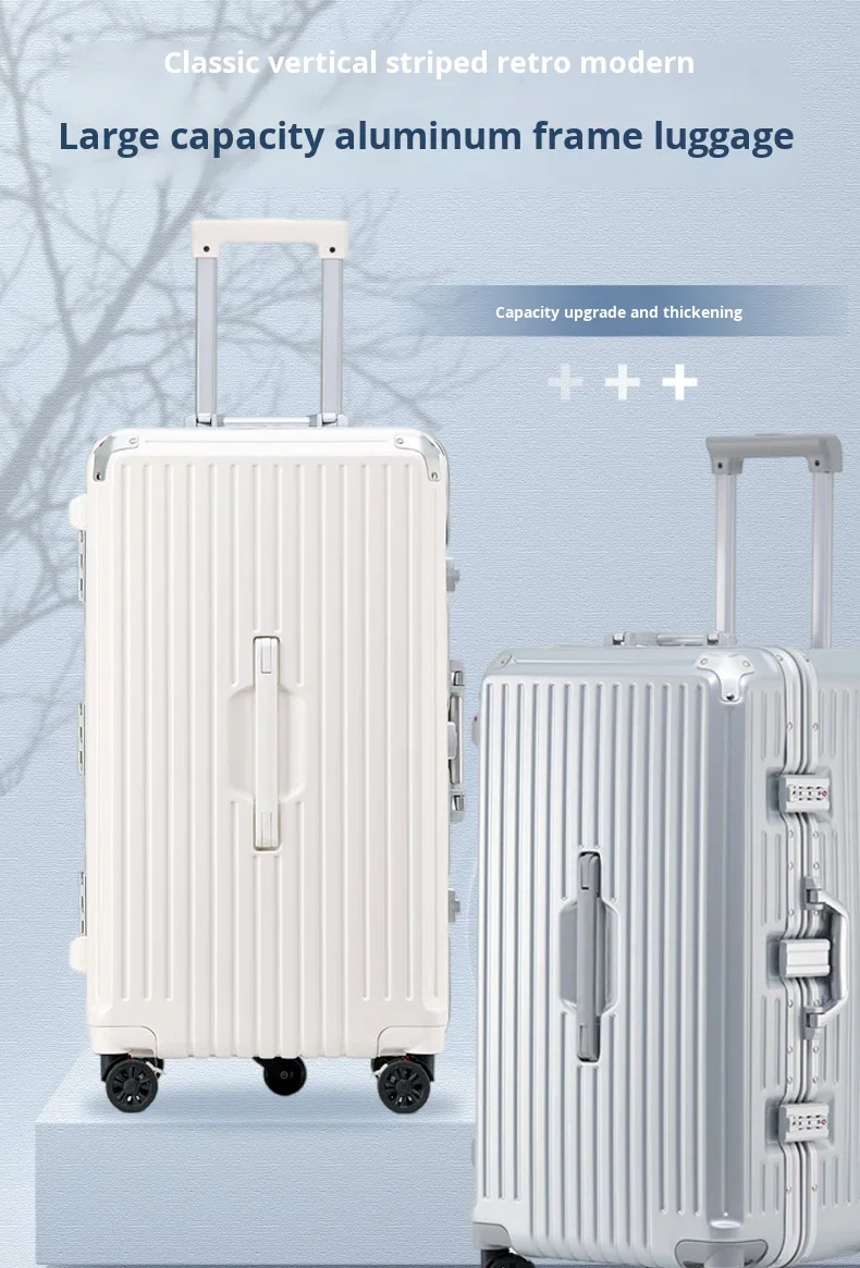 product aluminum frame luggage abspc hard shell travel case frosted anti scratch surface folding cup holder usb tsa lock suitcase-6