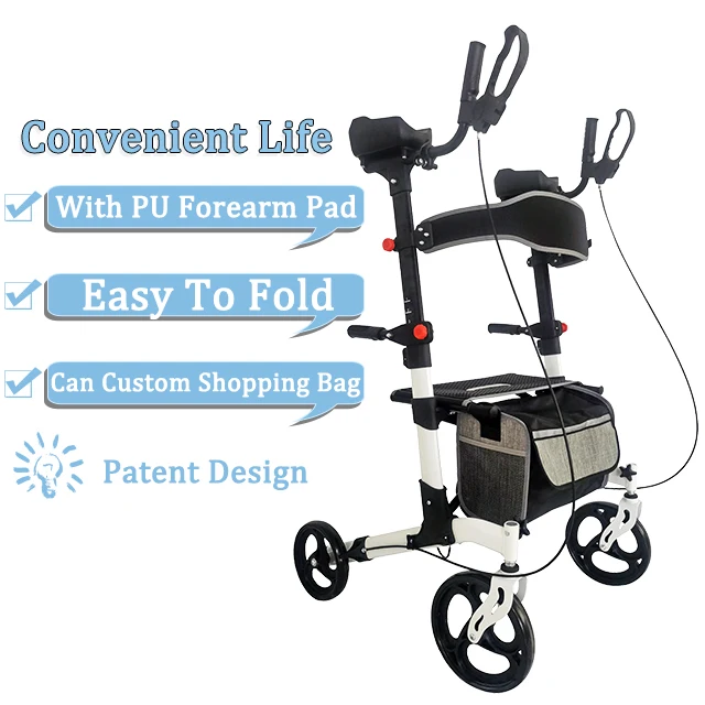 Popular New Adult & Disable Forearm Rollator Upright Walker with Seat Rehabilitation Therapy Supplies