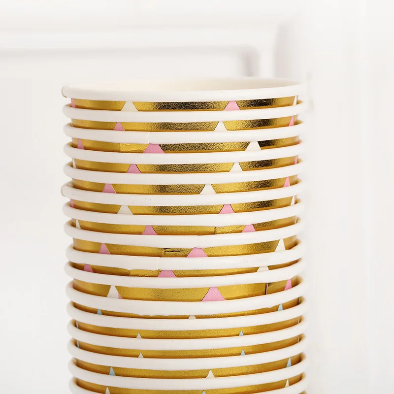 Pink Blue Stripe Dot Disposable Tableware Sets Paper Cups Wedding Birthday Party Supplies Decoration