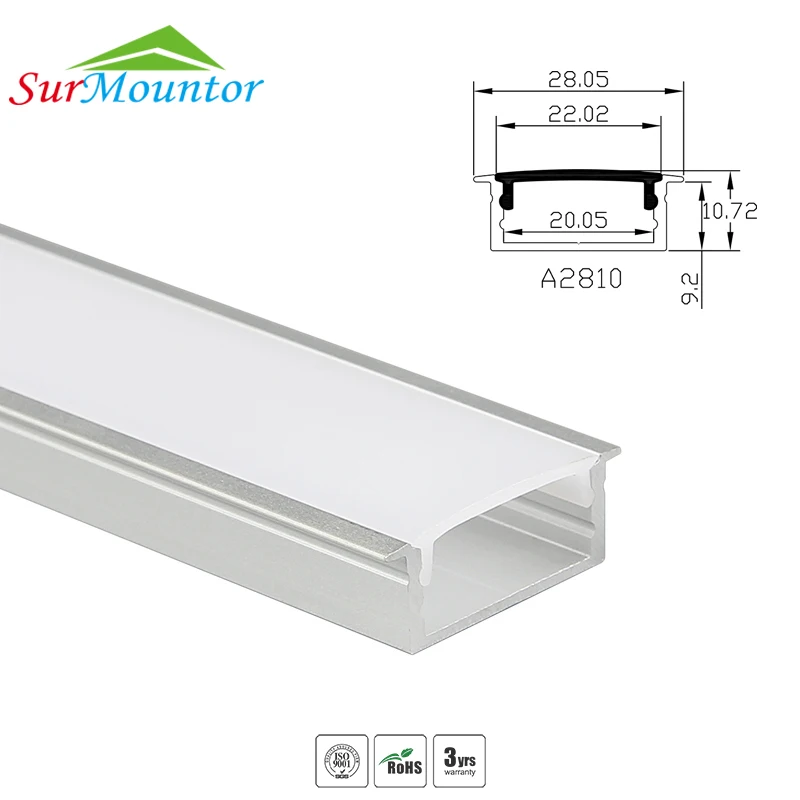 2810 Shallow Led Profile Recessed Led Light bar 20mm Wider Aluminum Profile with PC Diffuser
