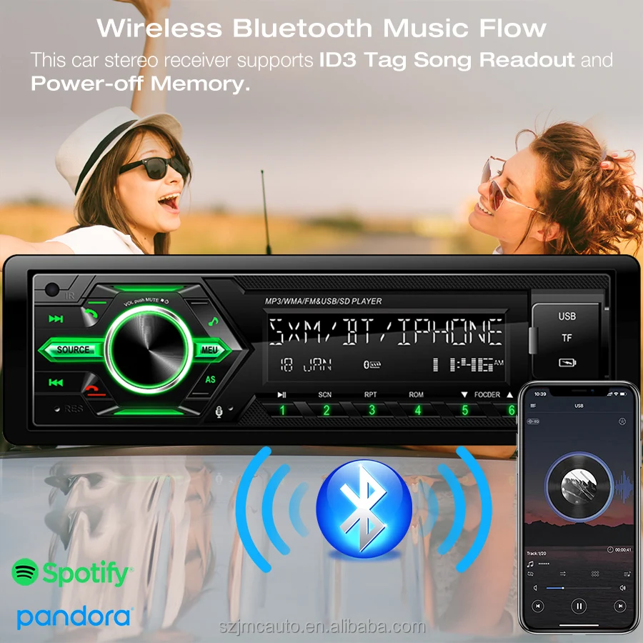 JMC Updated Version Digital Media Receiver 7 Colors Button Changing Car Radio 1 Din Car Mp3 Player Audio Stereo Head